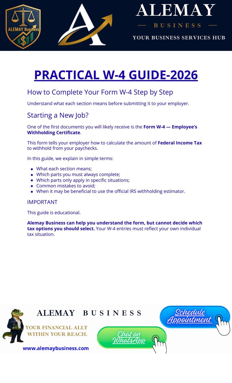 Cover of the Practical W-4 Guide 2026 by Alemay Business